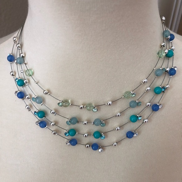 Avon Jewelry - President’s Achievement Blue Crystal Wire Necklace